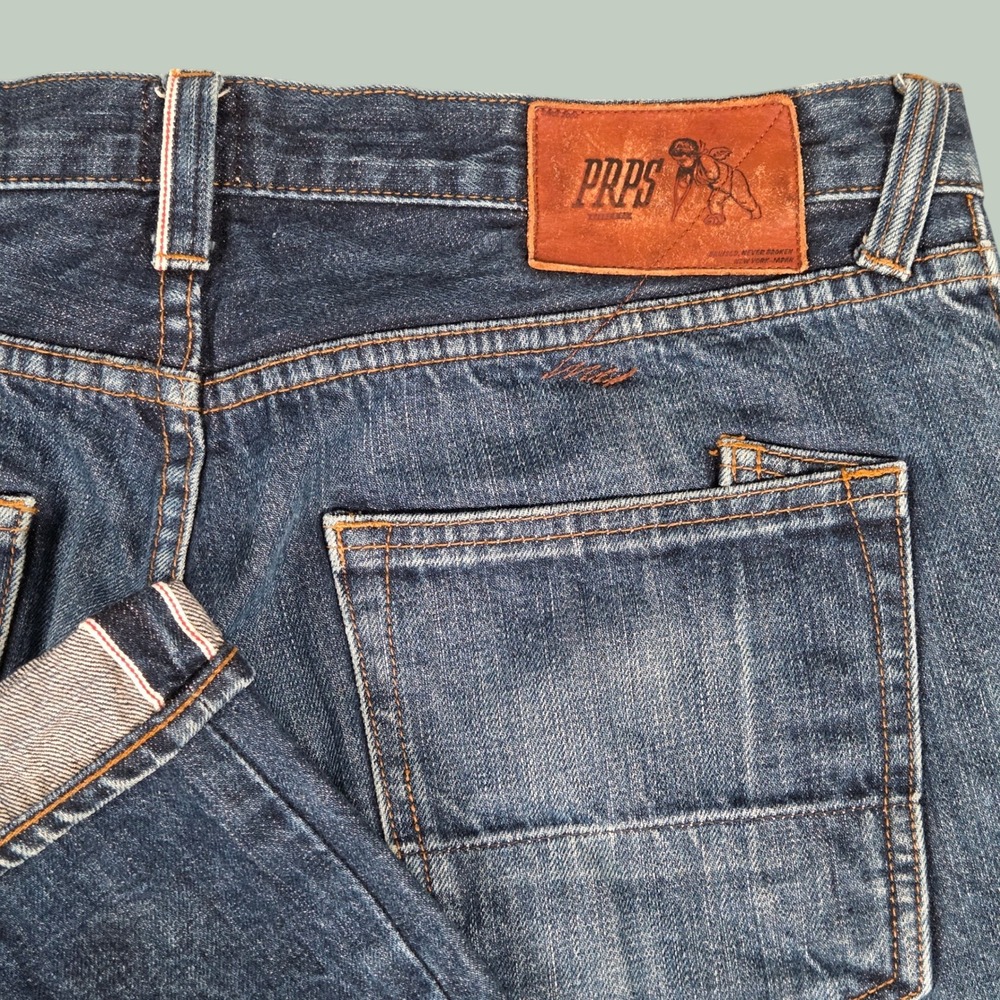 PRPS Men 33 x 33 Demon Fit Japanese Selvedge Denim Jeans Blue Redline Streetwear